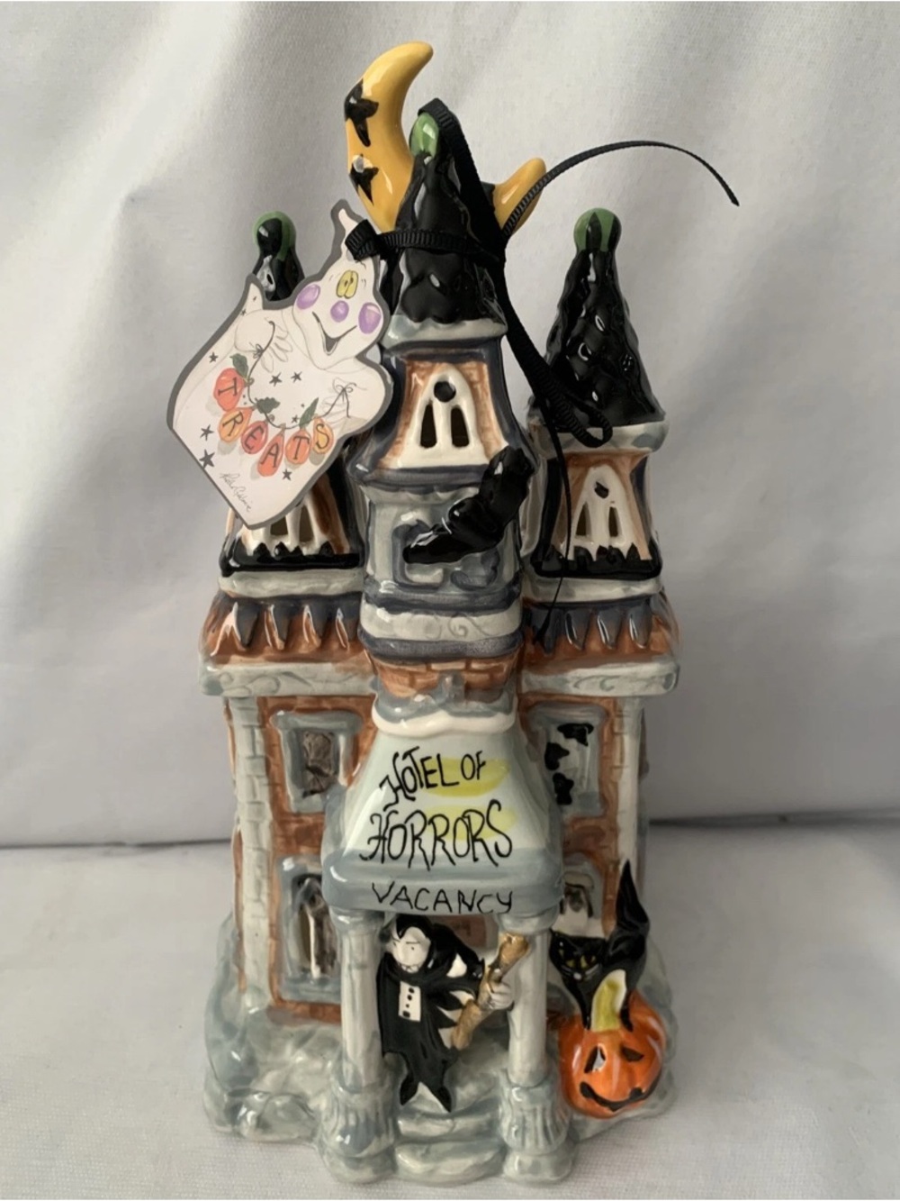 Blue Sky Clayworks Hotel of Horrors Vampire Halloween Ceramic Candle House New